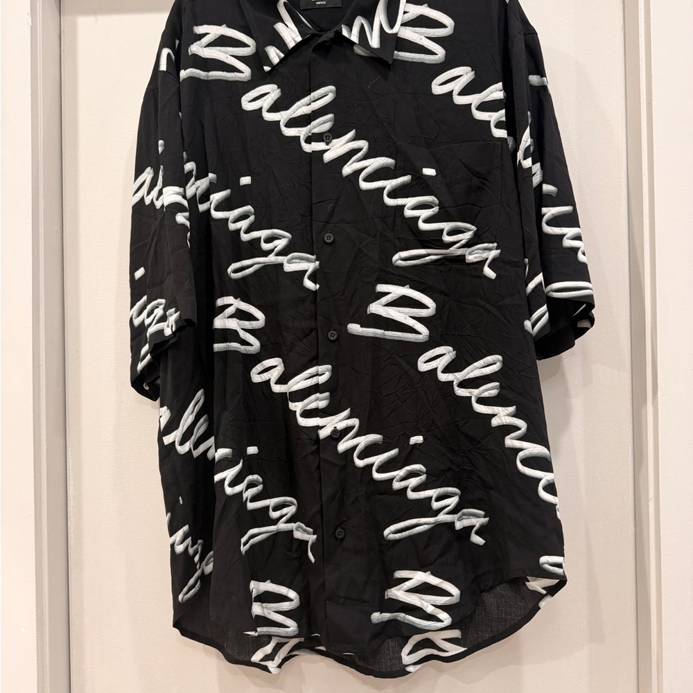 Balenciaga Black Shirt with White Script top